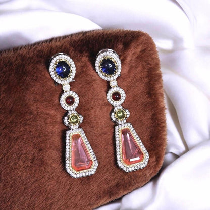 Dangle earrings with colourful stones