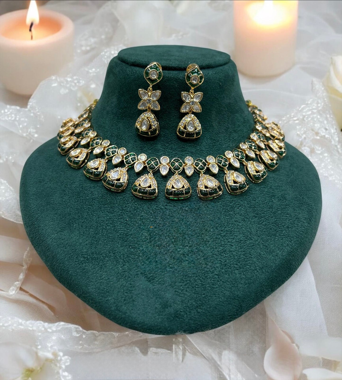 moissanite kundan set with earrings