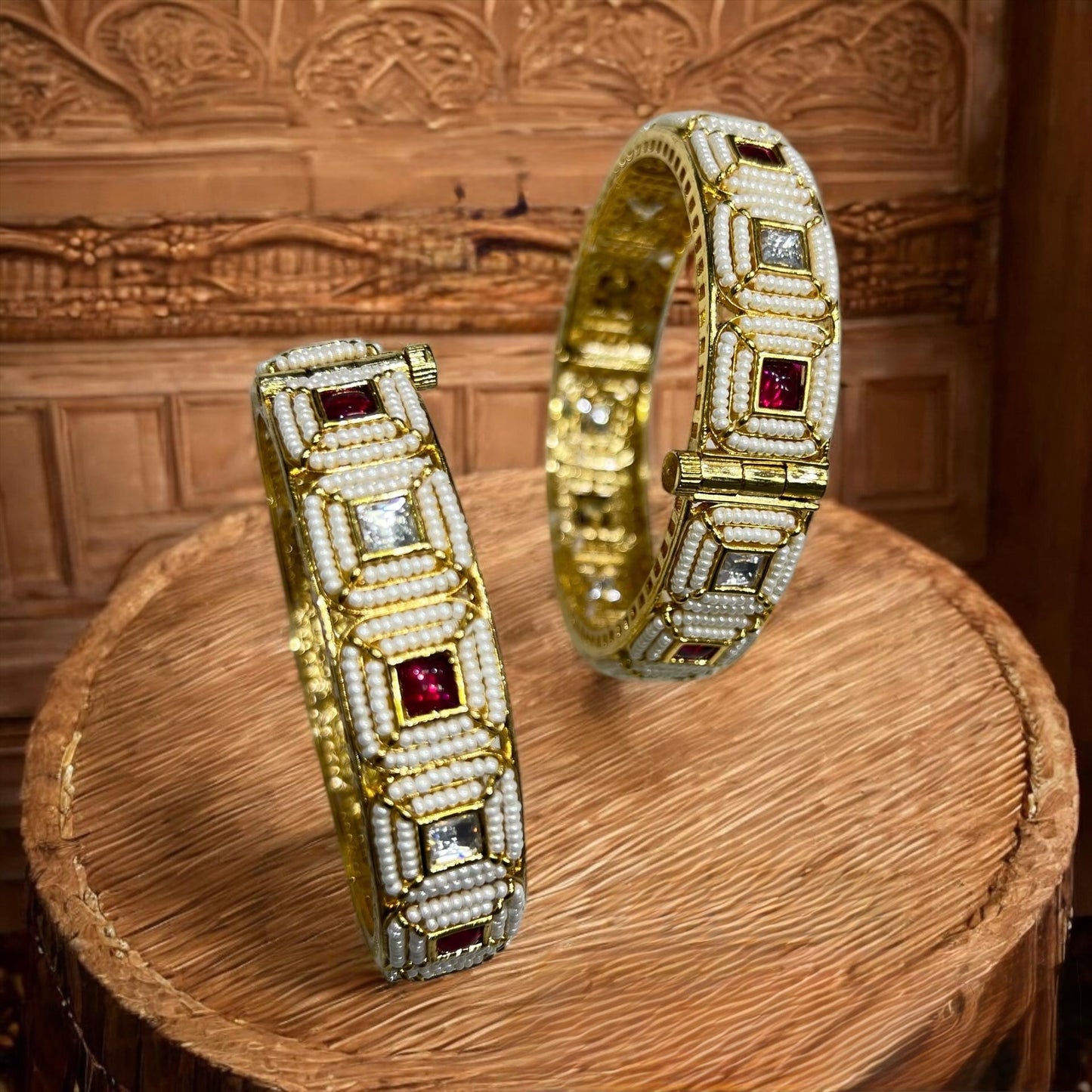 openable bangles in kundan