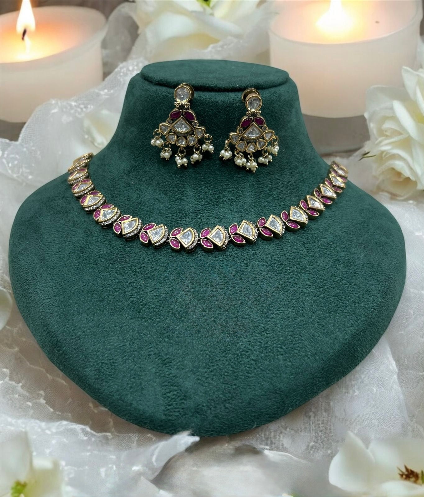 moissanite kundan set with earrings