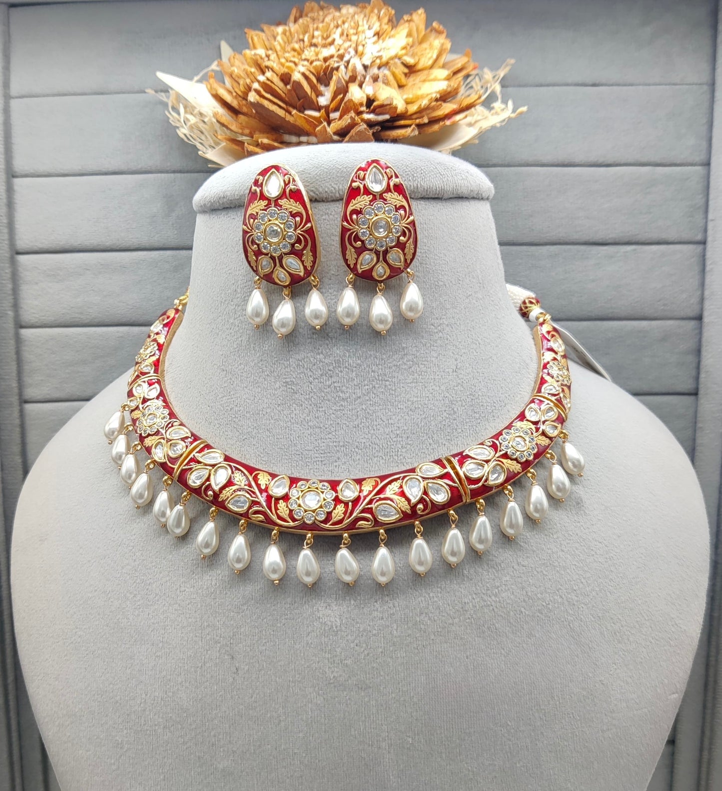 kundan hasli necklace with earrings