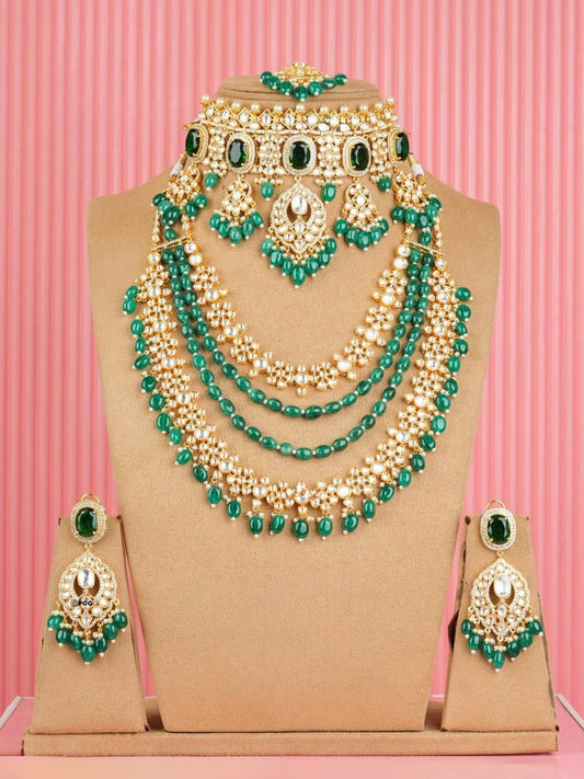 Designer Uncut Polki necklace with natural beads - Aanyaroop