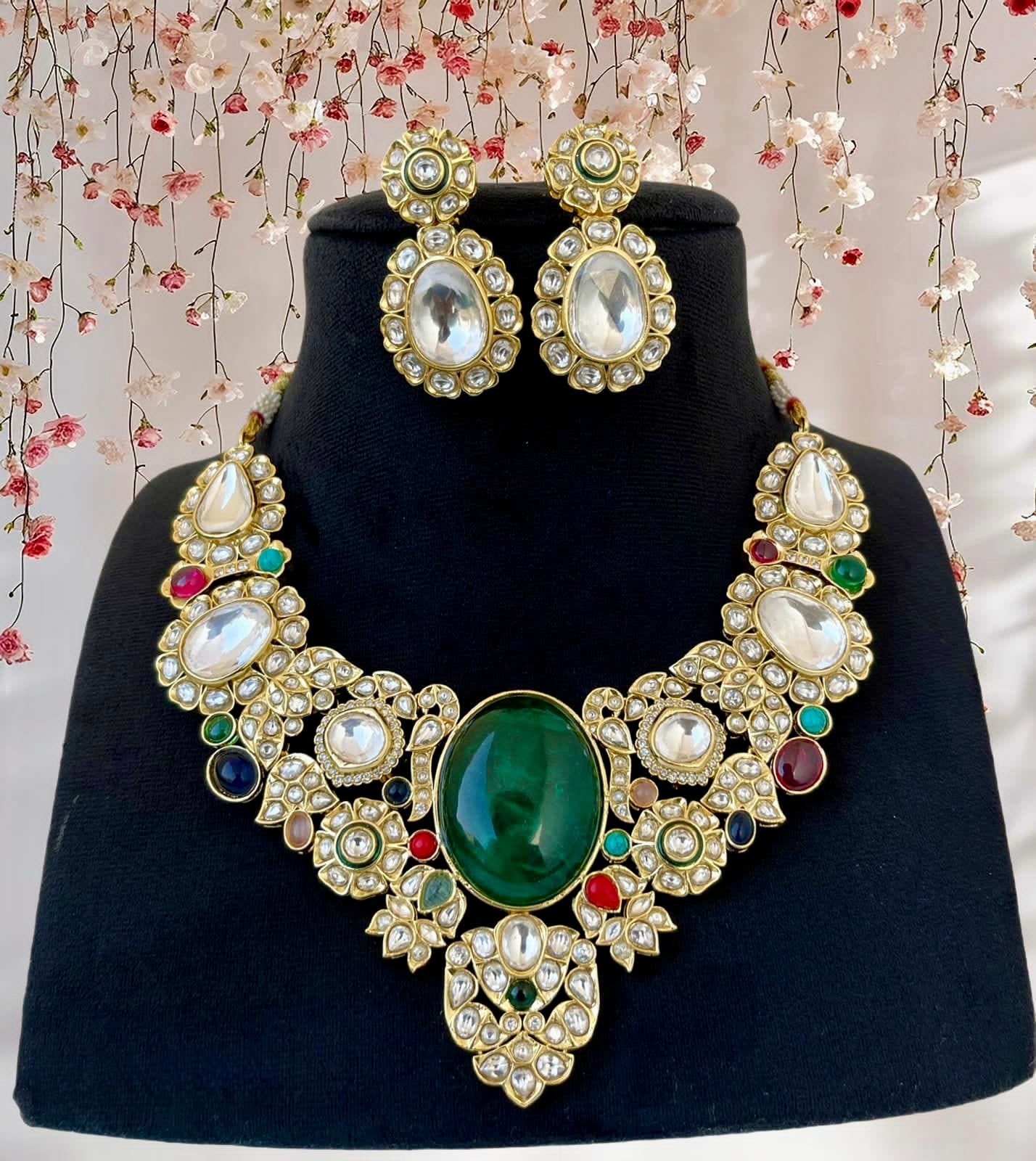 doublet moissanite with kundan - aanyaroop